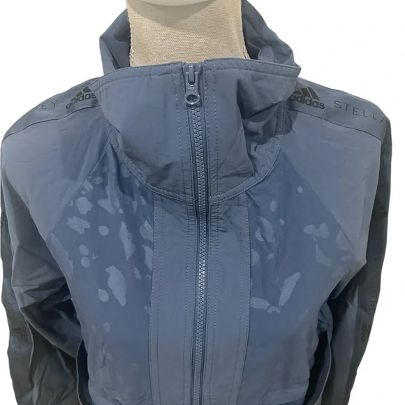Adidas by Stella McCartney steel Blue zip up lightweight windbreaker Jacket xs - Picture 6 of 13